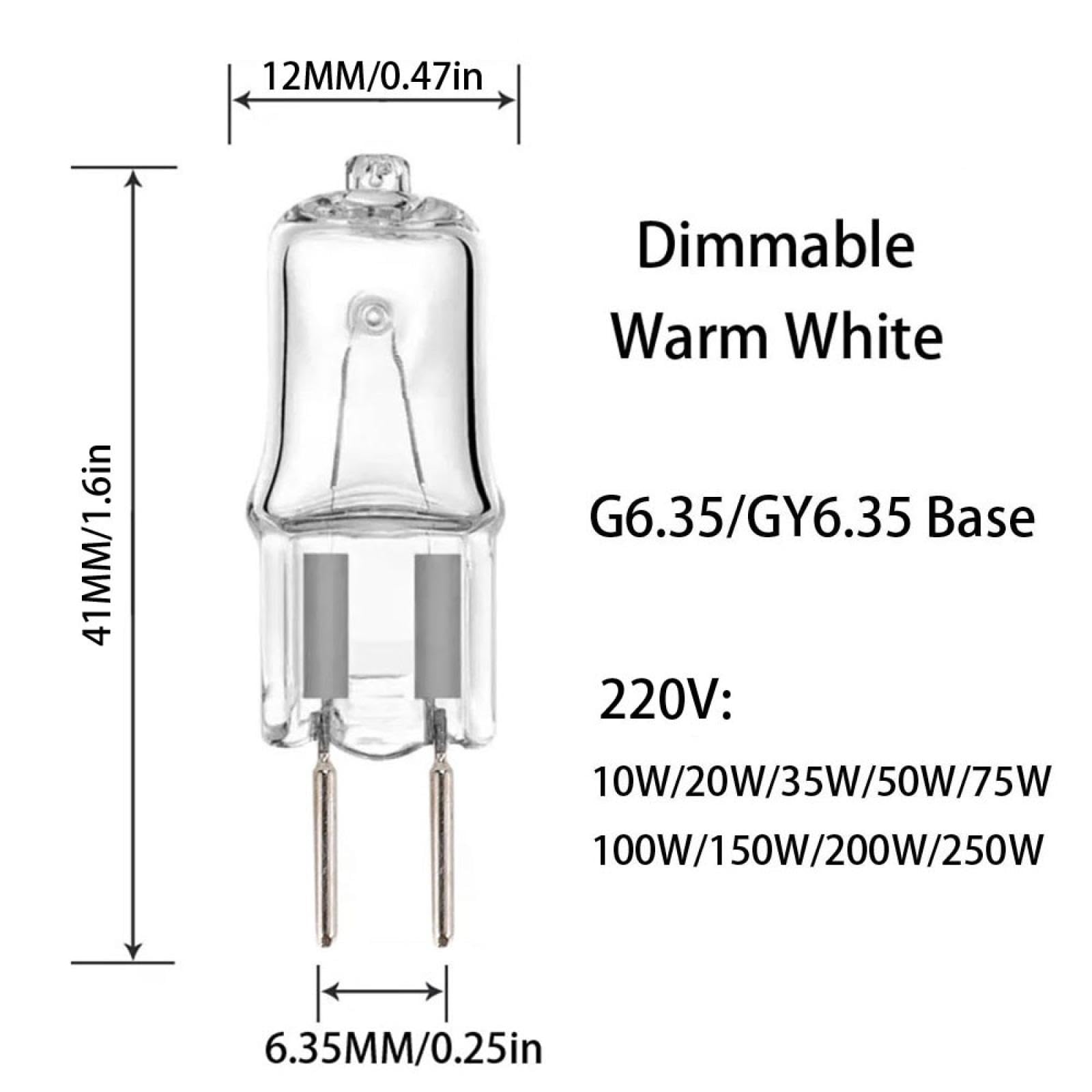 Halogen Klare Glühbirnen GY6.35 20W 230 Volt Halogenlampe G6.35 35W 50W 75W 100W 150W 250W GY6.35 Klarglas Linsenlampe Warmweiß 20PCS 200W