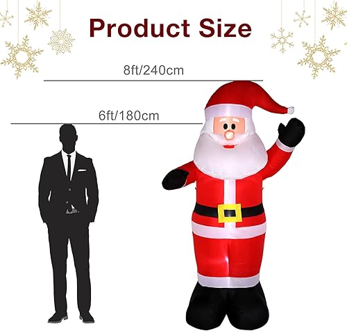 Miniatura 7 de Inflables de Navidad de 8 pies de alto, decoraciones de Navidad al aire libre, Papá Noel inflable con luces LED incorporadas, decoración de patio