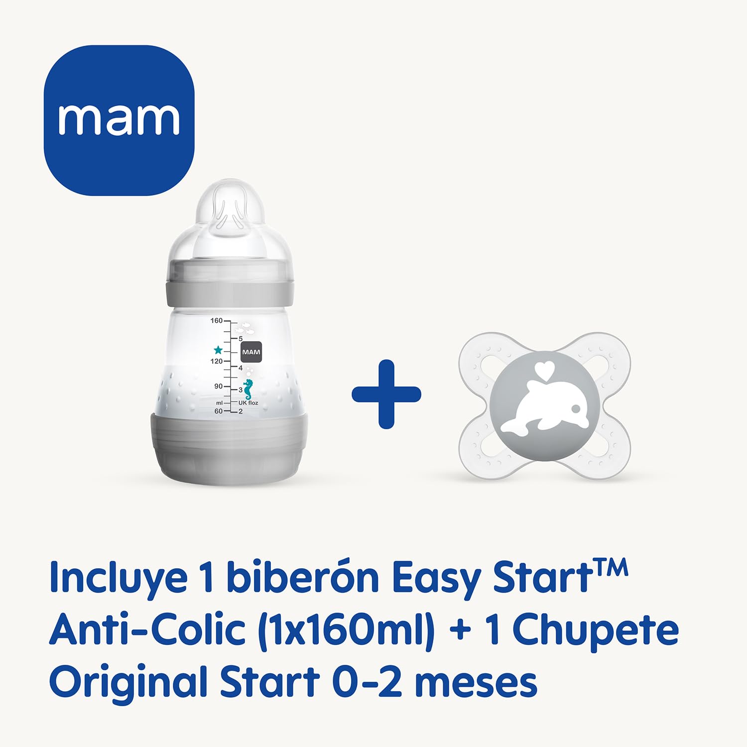 MAM Esterilizador Eléctrico y Calienta Biberones Exprés | Capacidad de hasta 6 Biberones, Incluye: 1 Biberón Anticólico 160ml y Chupete Original Start 0-2 Meses