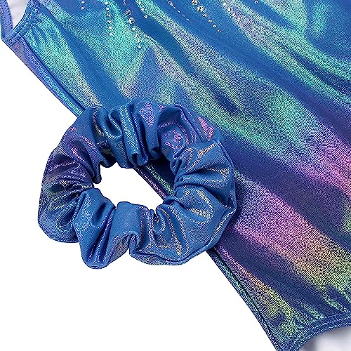 Image of MODAFANS Leotards for Girls Gymnastics with Shorts Dance unitards Tumbling Biketards with Hair Scrunchie for3-13T