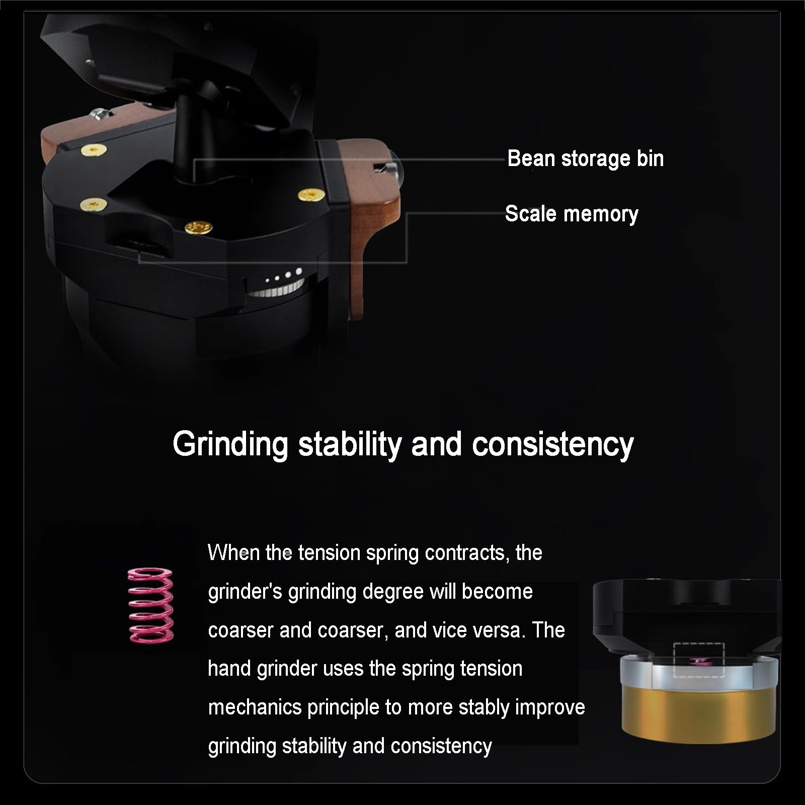 Molinillo de café manual, molinillo de rebabas ajustable con plato cónico de 83 mm, manivela para espresso, goteo, prensa francesa y infusión fría, diseño compacto para café molido fresco