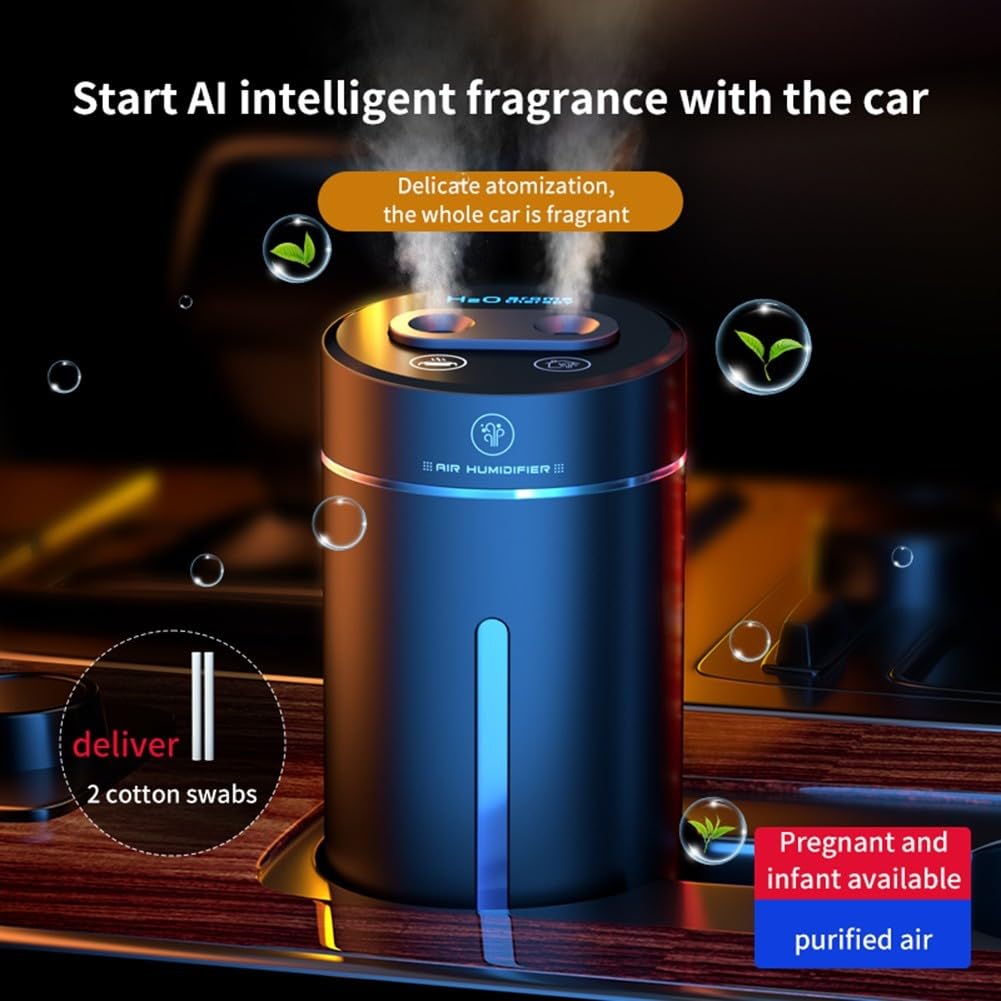 Diffusore Aromi Per Auto Con Luci LED | Umidificatore USB Ad Oli Essenziali | Nero - Foto 8