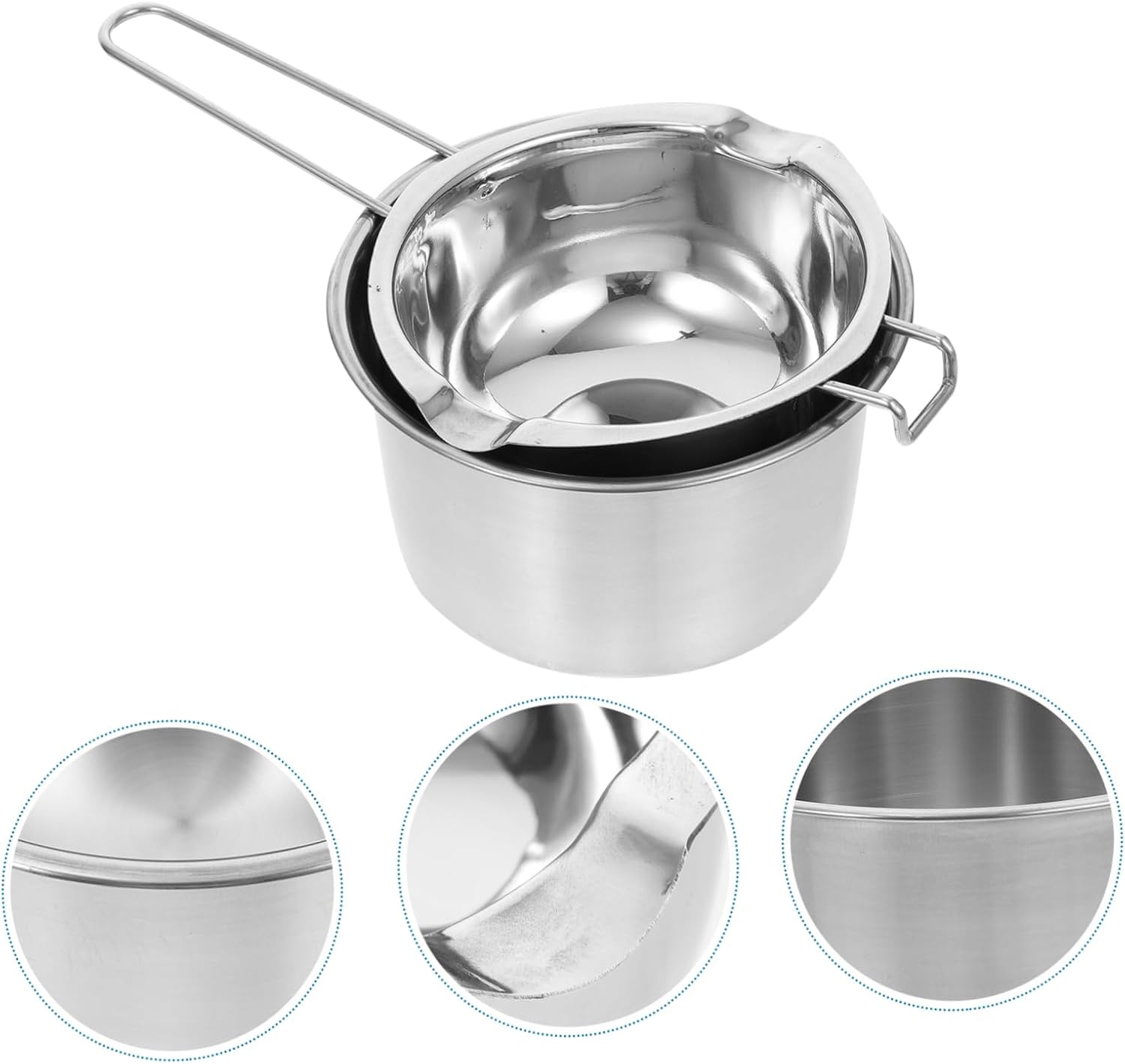 Stainless Steel Double Boiler Pot Melting Pot for Chocolate Candy Cheese Wax Ergonomic Handle Easy Cleaning