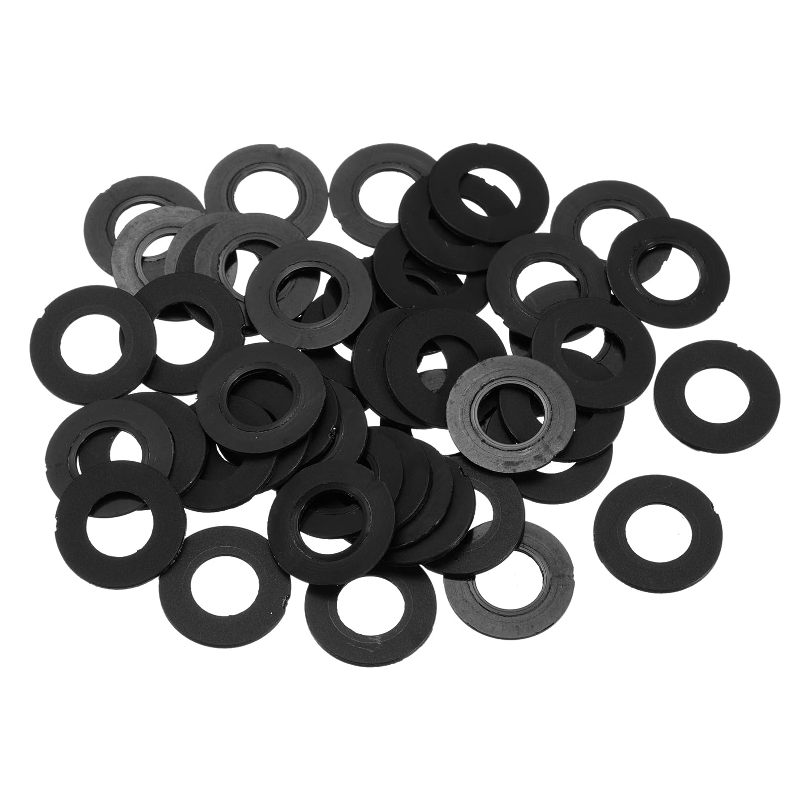 uxcell 60Pcs M12 Nylon Flat Washers Plain Washer 12mm ID 20mm OD 1mm Thick Plastic Spacers for Screws Bolts Garden Faucet Plumbing Repair, Black