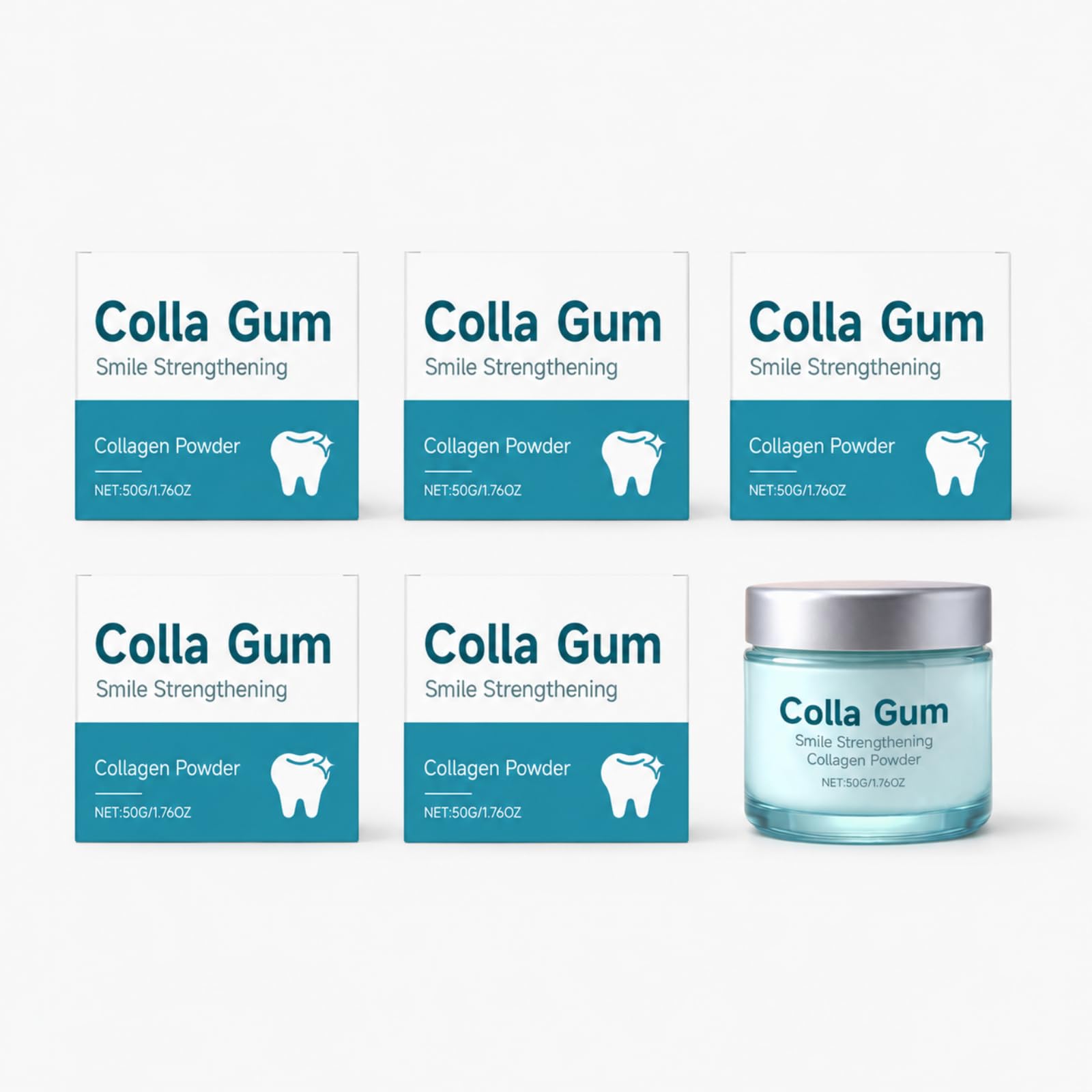 Collagen Dental Whitening Powder 50g, Protects Gums, Brightens Teeth