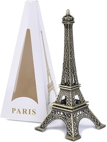 Miniatura 5 de PROW® 5.9 in Paris Torre Eiffel Hierro Artesanía Arquitectura Modelo Escritorio Decoración del Hogar Regalo Artístico Bronce