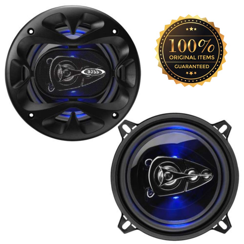 2 Haut-parleurs Compatible avec Boss Audio Systems BE524 BE 524 coaxial 4 Voies 5,25" 13,00 cm 130 mm 112 Watts rms 225 Watts Max 4 ohms 90 DB avec LED Bleu et Suspension en Gomme, la Paire