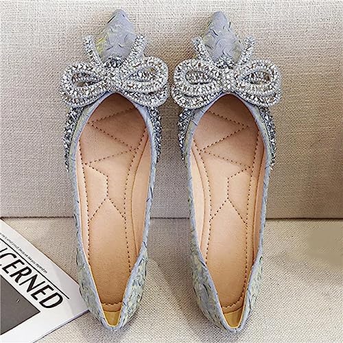INEELUYI Ballets Flats for Women Bling Rhinestone Bowtie Dress Flat Shoes Slip on Soft Wedding Bowknot Flat Shoes4