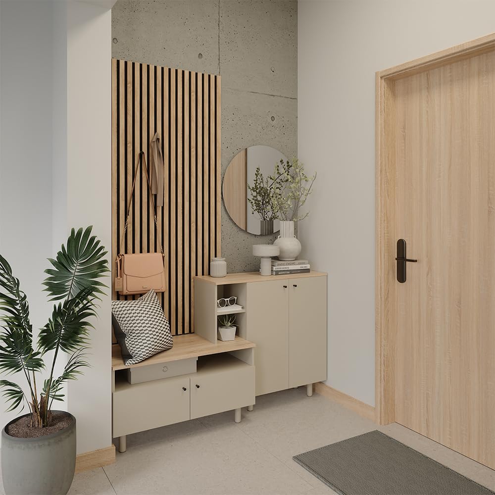 Vicco Panneau Acoustique Sonoa, Chêne/Noir, 40 x 80 cm | Lot de 4
