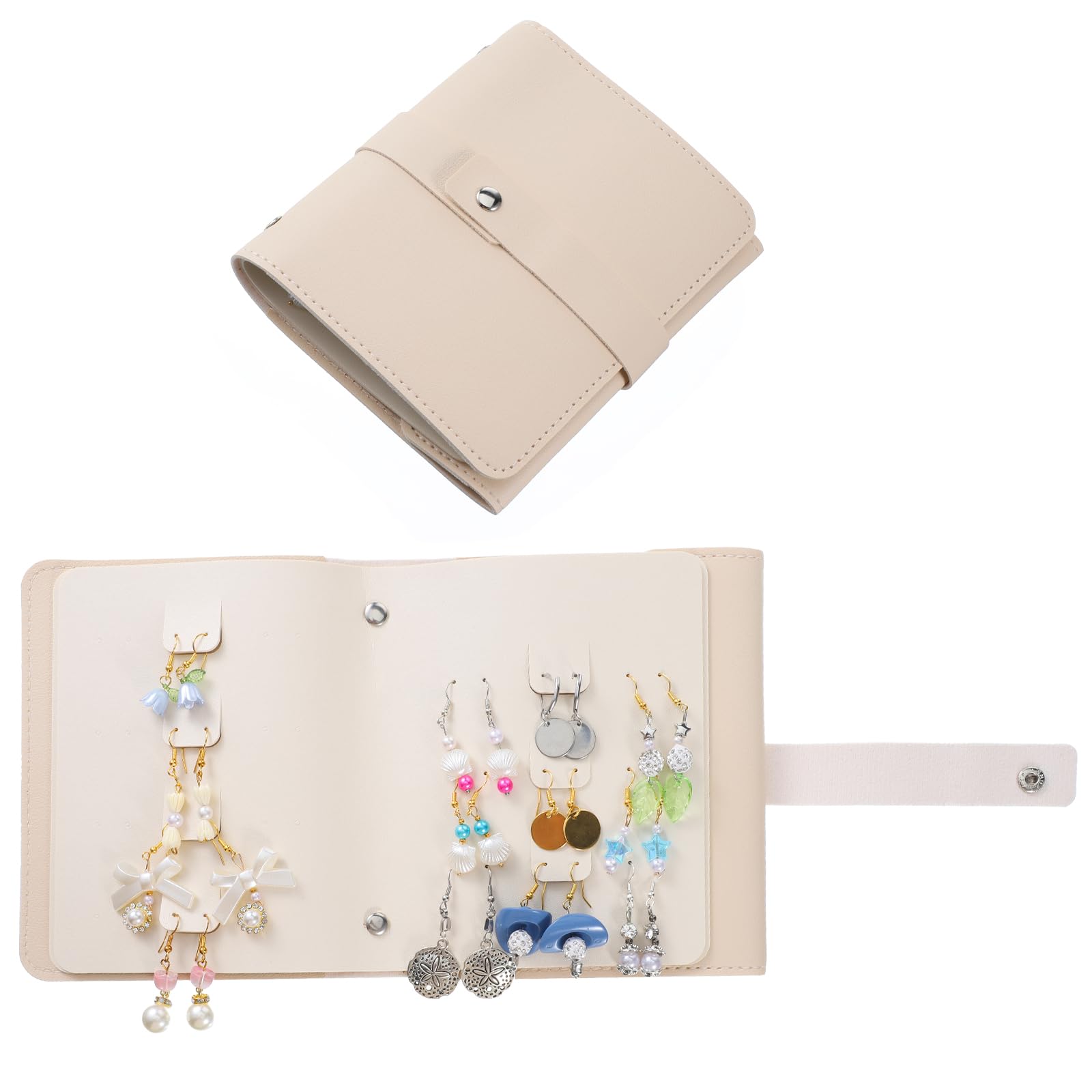 Earring Book Organizer 42 Pairs PU Leather Foldable Earring Jewelry Box Portable Earrings Storage Box Travel Earrings Stud