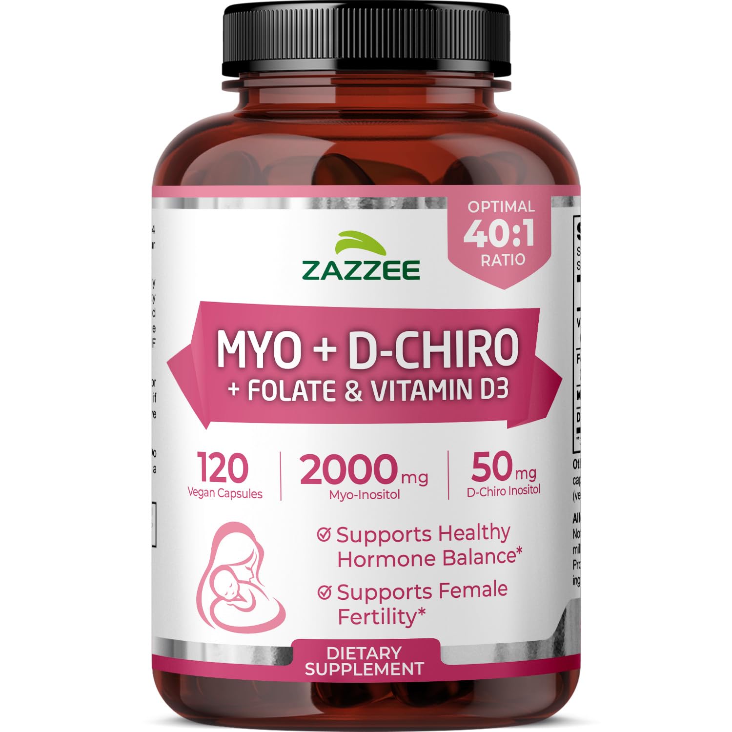 Myo and D-Chiro Inositol Supplement for Women - Fertility Supplement for Women with Ideal 40:1 Ratio Myo & D-Chiro Inositol D3 & Methylfolate Ovarian Support Vitamins - ISO Lab Tested (30 Servings)