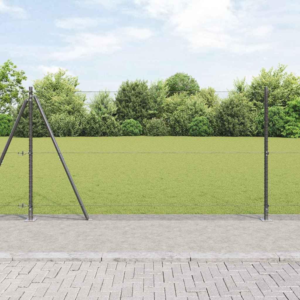 Recinzione esagonale da giardino, 25 x 1,2 m, grigio, in filo di acciaio rivestito in PVC, per terrazza e protezione per animali domestici