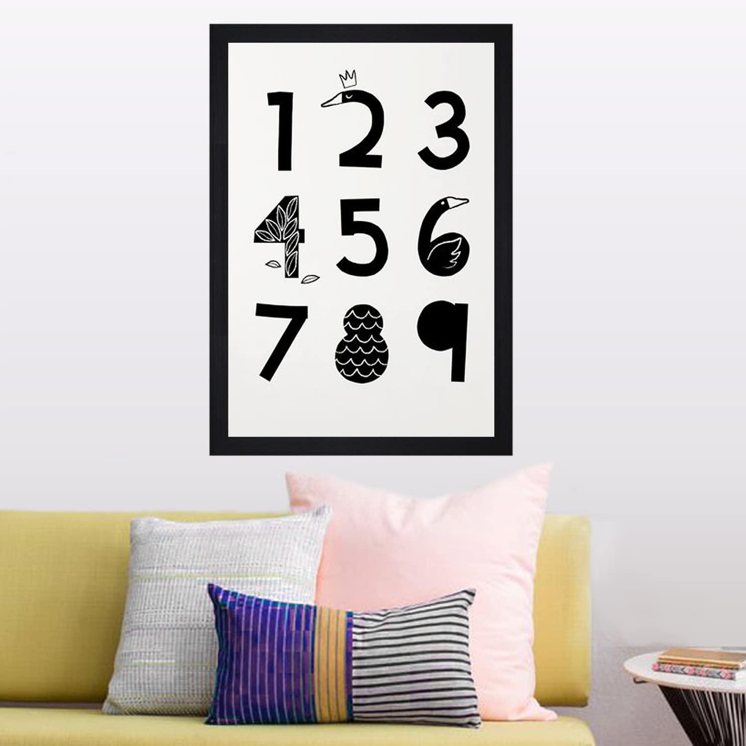 Gallery99 WhiteBlack & White Counting Chart Kids Textured Paper Framed Art Print For Kids Room Decor Wall Art Painting (13.25x1.25x19.25)