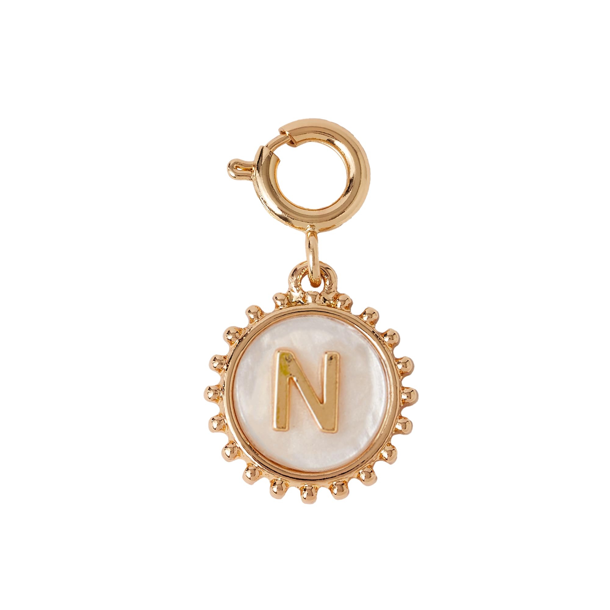 London Women's Initial (N) Pearl Coin Jewellery Charm Gold-image-33