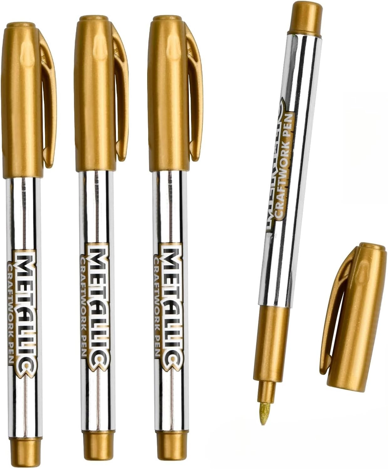 4 PCS Metallic Marker Pens 4 Gold Permanent Metallic Pens for Making Art Card Painting Album DIY Scrapbook 4Gold