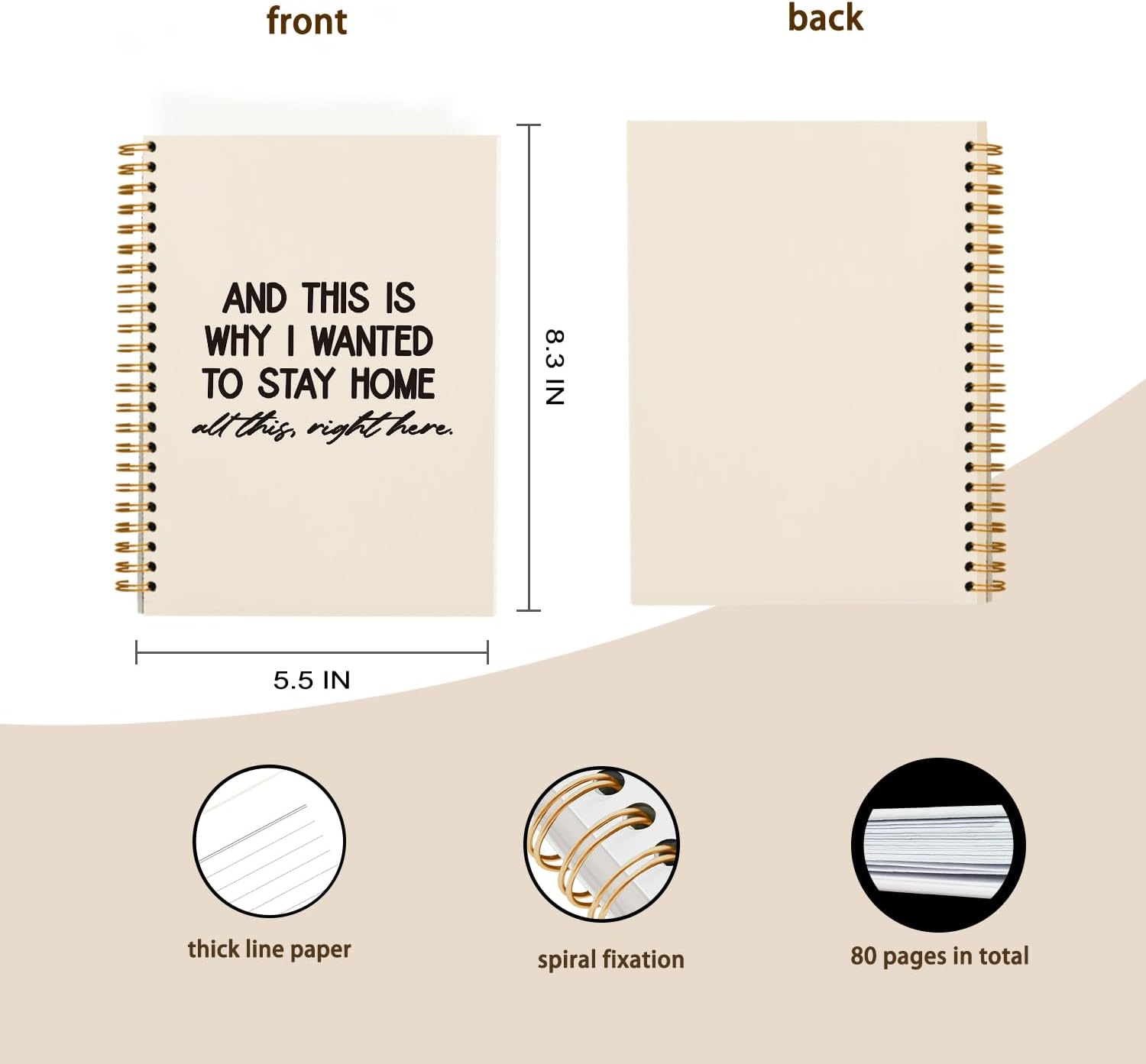 hold fizz Funny Office Gifts Notebook Journal, Gag Fun Gifts for Coworker Employee Colleague Boss Adults Friends, Stay Home, Sarcastic Gift for Women Men, Spiral Notebook 5.5 x 8.3 - Image 4