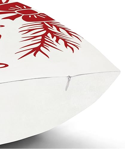 Miniatura 7 de Juego de 4 fundas de almohada de Navidad de 18 x 18 pulgadas, fundas de almohada decorativas de Navidad rojas y blancas, fundas de cojín suaves para