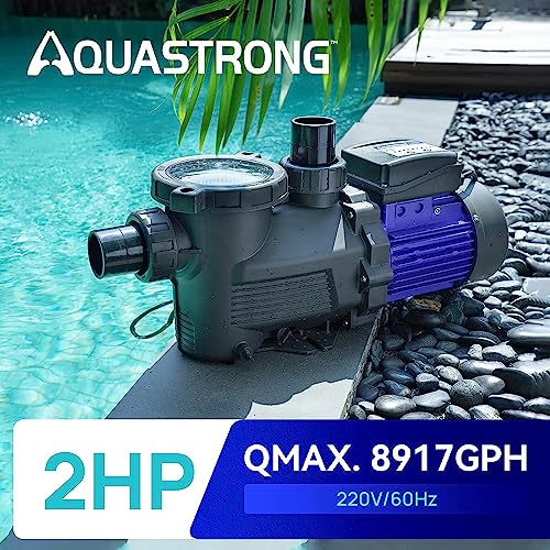 AQUASTRONG 2 HP In/Above Ground Pool Pump with Timer, 220V, 8917GPH