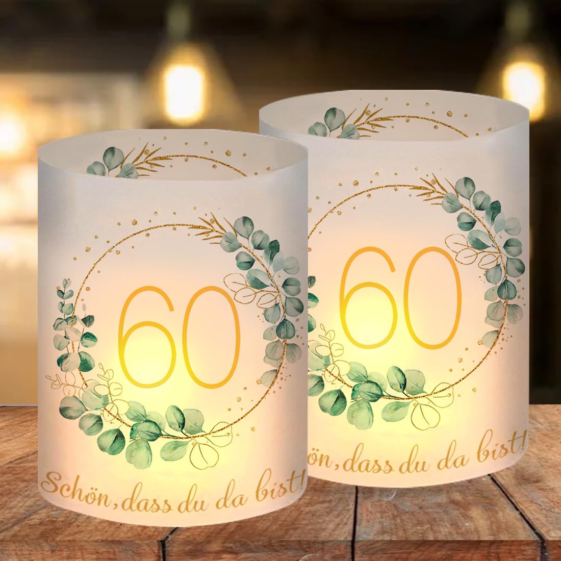 Photophores Décoratifs de Table pour 60 Ans, Lot de 12 Lanternes Bougies Anniversaire