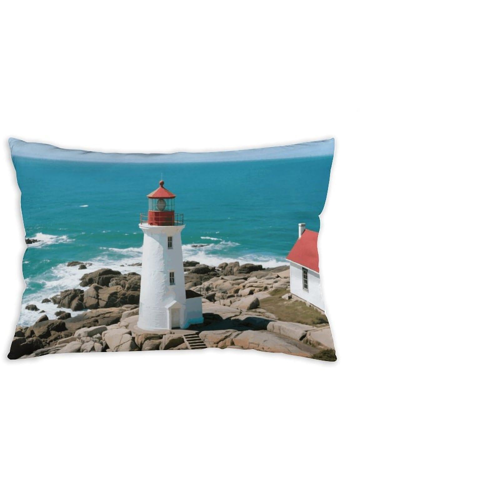 FodPand Decorative Throw Pillow Covers 12x20 Short Plush Lighthouse Body Pillowcase Cushion Cases with Invisible Zipper Rectangle Lumbar Pillow Shells for Sofa Couch Chair Bed Home Decor