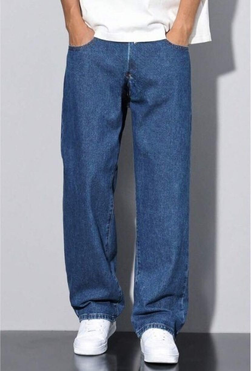 Loose Fit Mid Rise Light Blue Men Denim Jeans-image-10