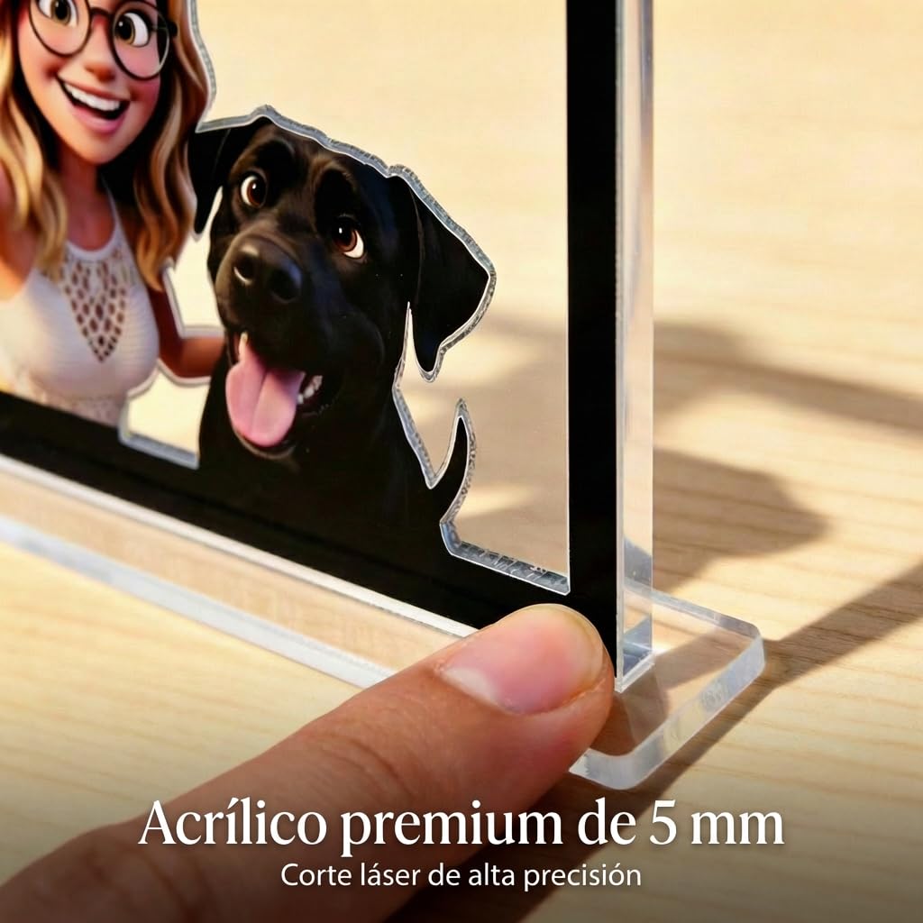 stargrafic Marco Acrílico Personalizado con Caricatura 3D – Foto Convertida en Ilustración Estilo Animación, Acrílico 5 mm Corte Láser, Soporte Incluido – Regalo Emotivo.(15 x 20 cm) - 5