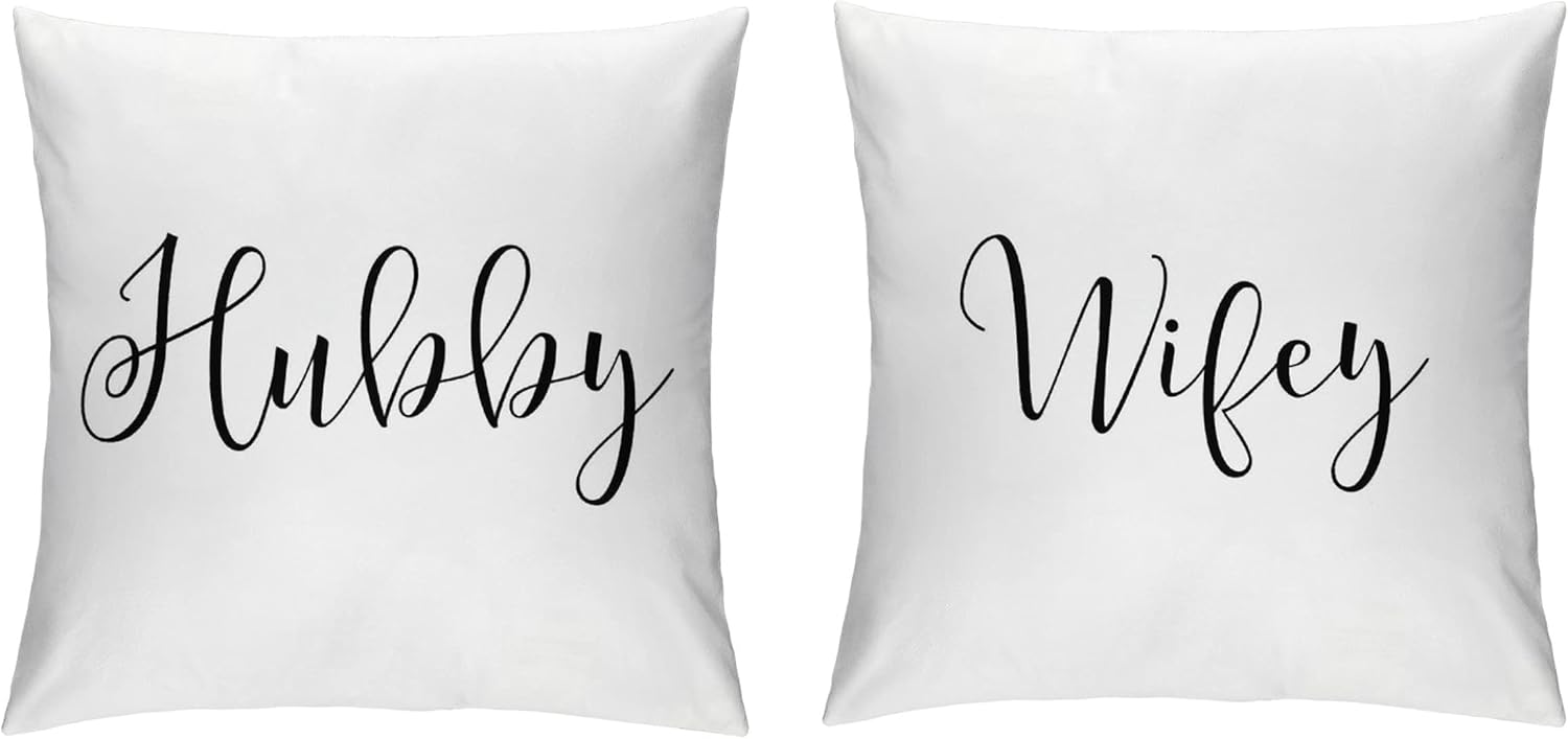 Hubby Wifey Pillows Hubby and Wifey Pillow Covers 18 x 18 Wedding Gifts for Couple Hubby and Wifey Gifts