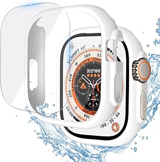 Cubierta de reloj de vidrio + mate para reloj Ultra 49 mm Protector de pantalla Funda protectora de PC dura Parachoques para iwatch 8 Ultra Case (Color: Blanco, Tamaño: Ultra 49 mm)