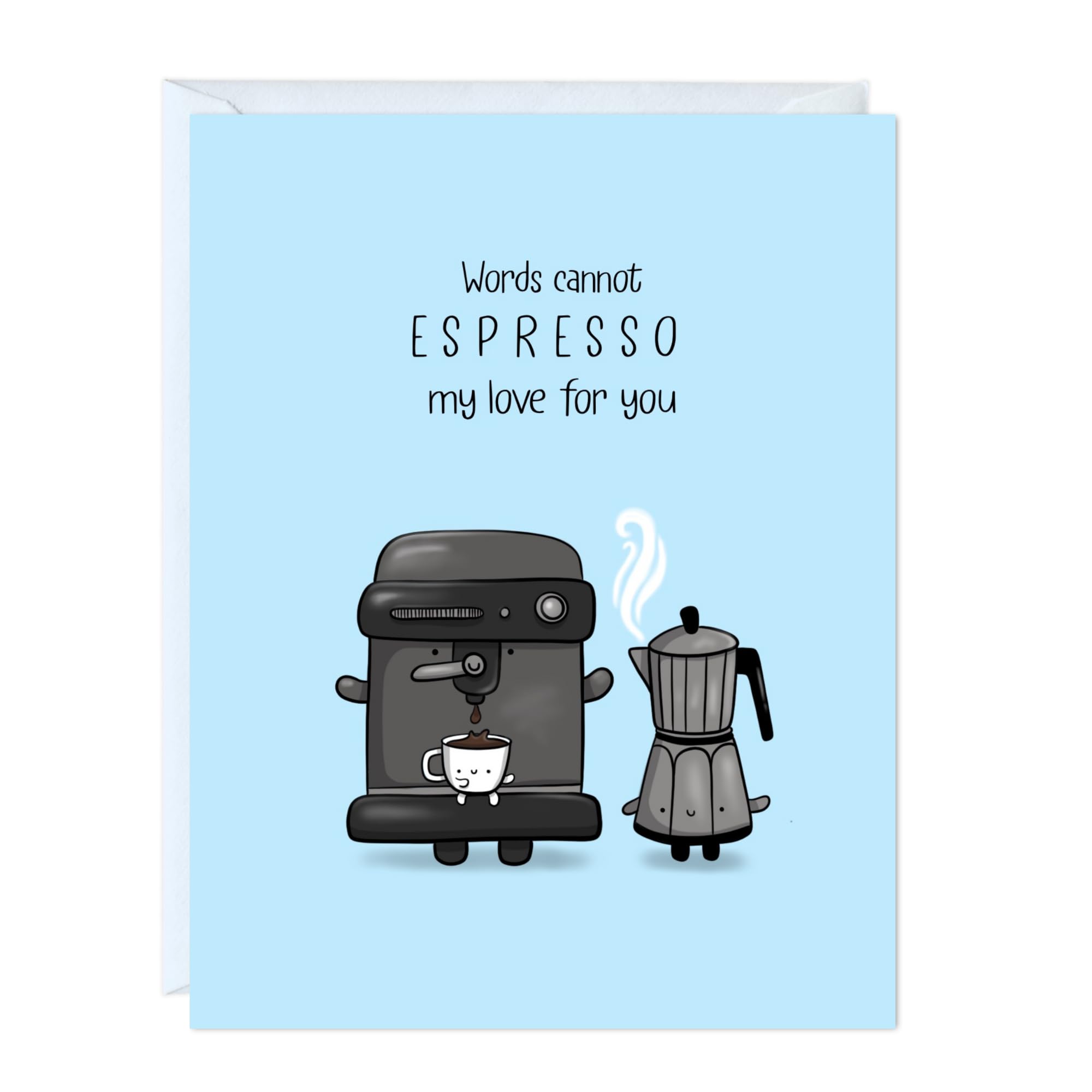 ALY LOU Espresso Anniversary Card Birthday for Boyfriend, Wife, Girlfriend, Husband, Friend, Him Her - Punny Cute Coffee Love Greeting Card, Blank