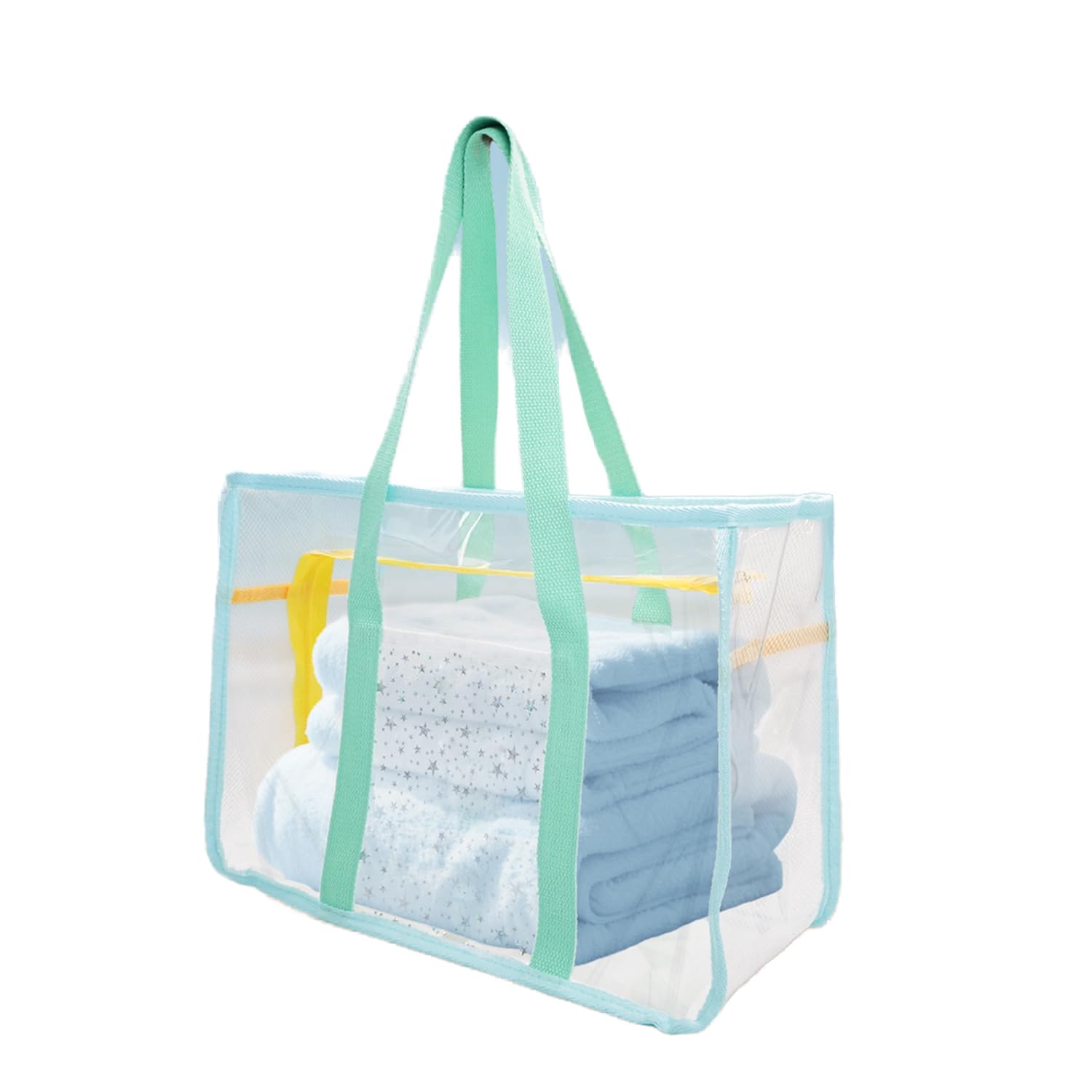 FEHNAG Clear Beach Bag for Women,Waterproof,Sandproof,Large Transparent PVC Tote Bag for Stadium Events Beach Travel Gym Pool