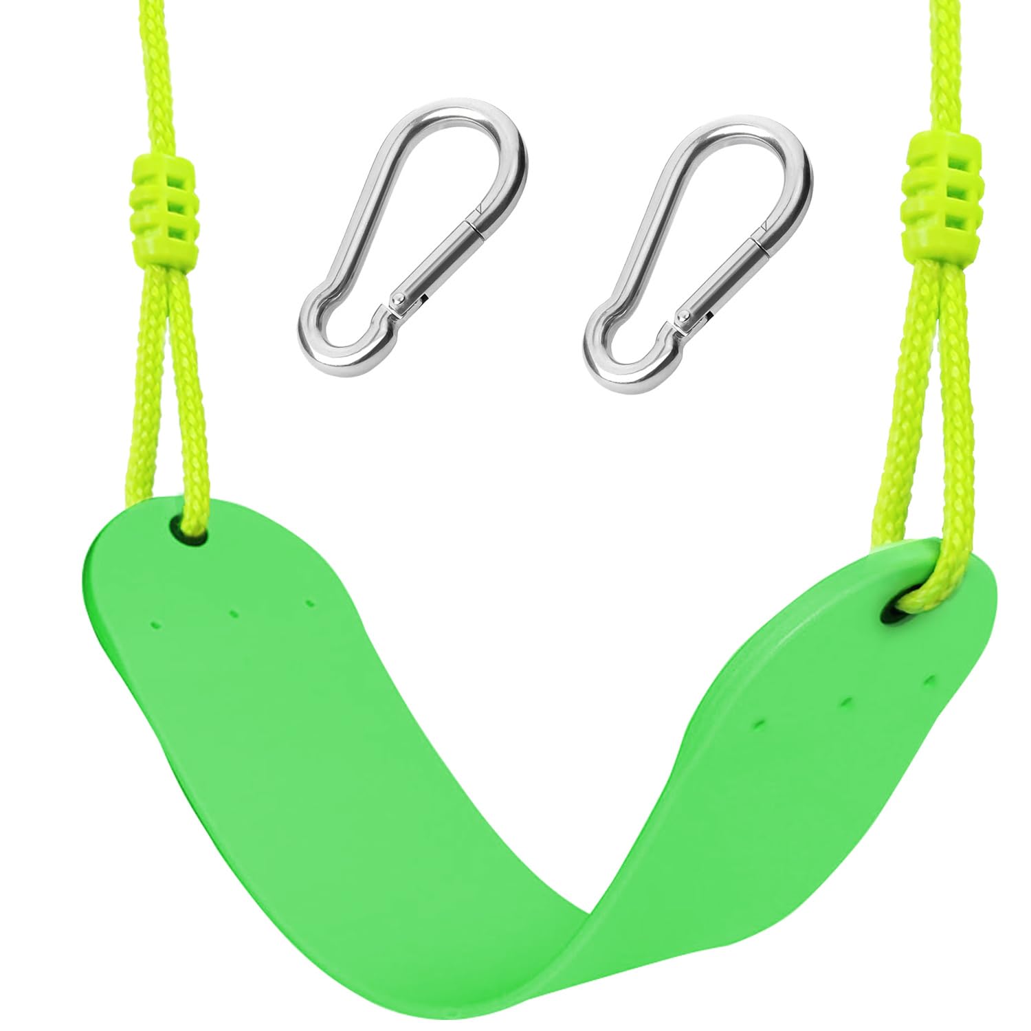 Oye Green Outdoor Indoor Swing Seat With Safety Grip, Eva Soft Plastic Non Slip Hanging Tree Swing Seat With Snap Hook, Adjustable Weatherproof Ropes For Swing Rocking Chairs (Green)