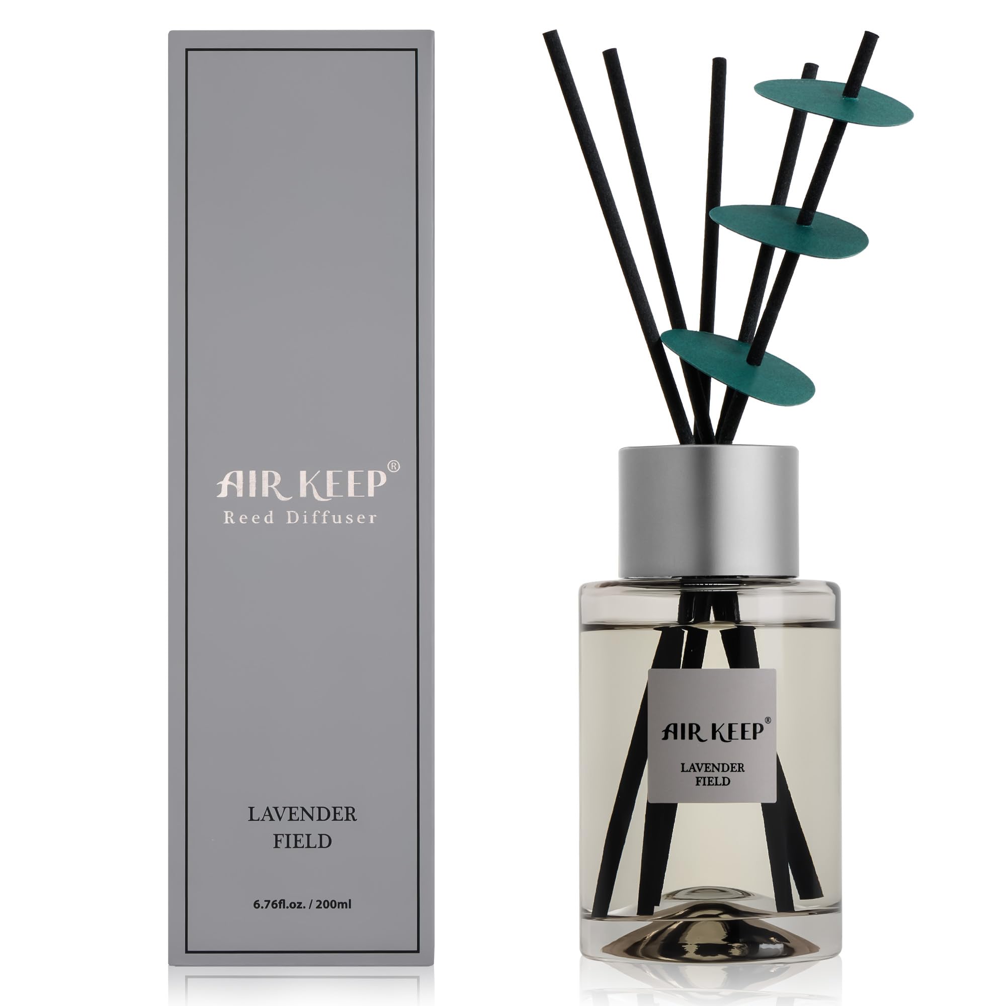 Airkeep Raumduft 200ml mit Duftstäbchen Lavender Field | Langanhaltender Duft, Stilvolle Deko für Schlafzimmer, Bad und Büro