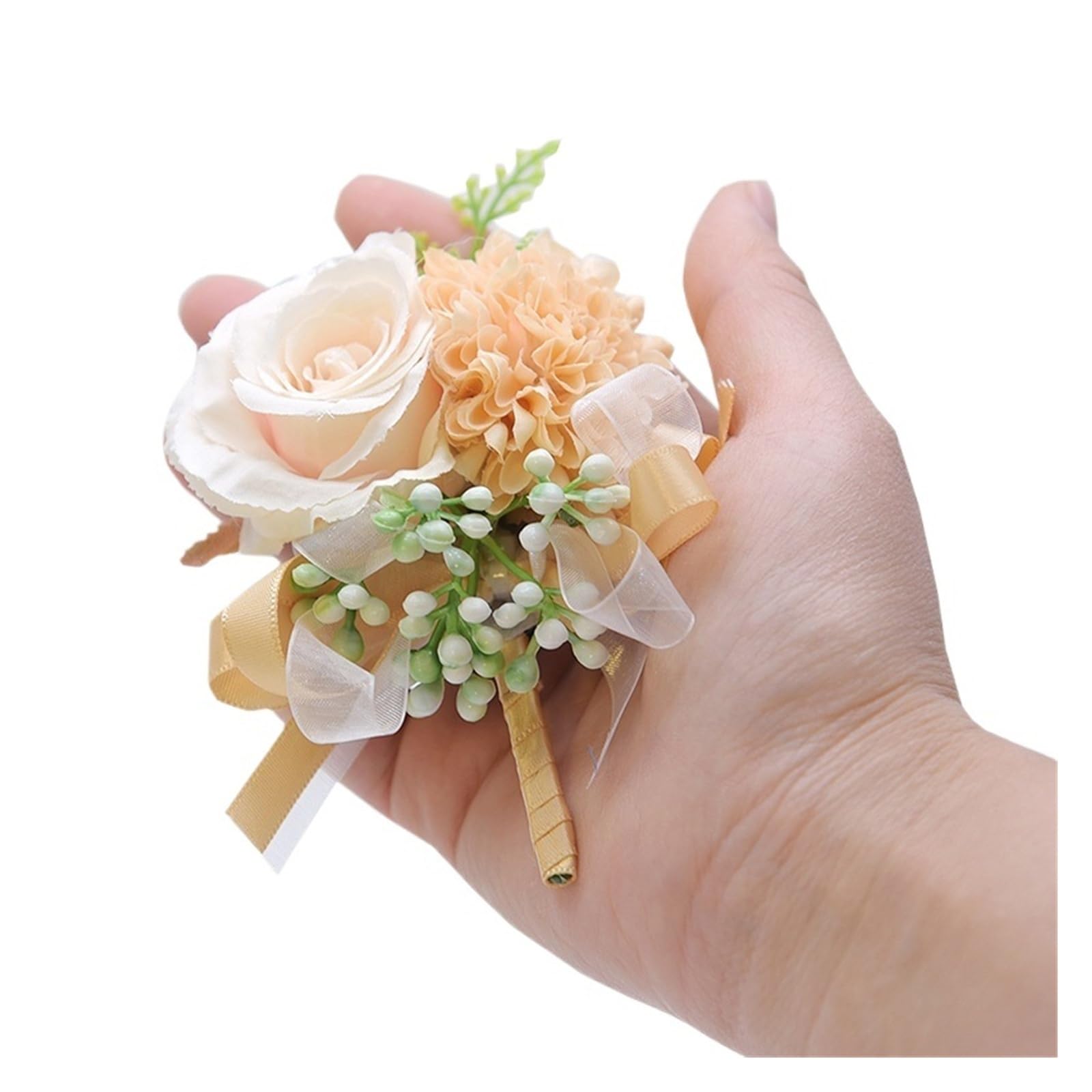 MQFBNNP Wedding boutonniere Boutonniere Groom Artificial Flower Bouquet Corsage Bridal Brooch(WHITE)