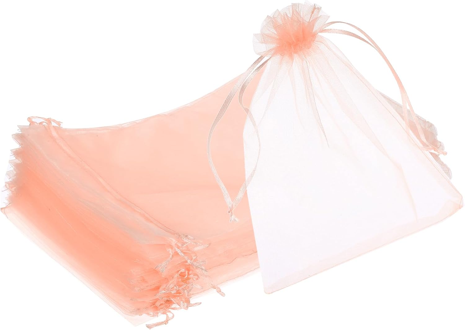 MECCANIXITY 25pcs Organza Bags 8x12 Inch Drawstring Favor Pouches Sheer Mesh Bag for Gift Jewelry Wedding Party Christmas Candy Dark Red