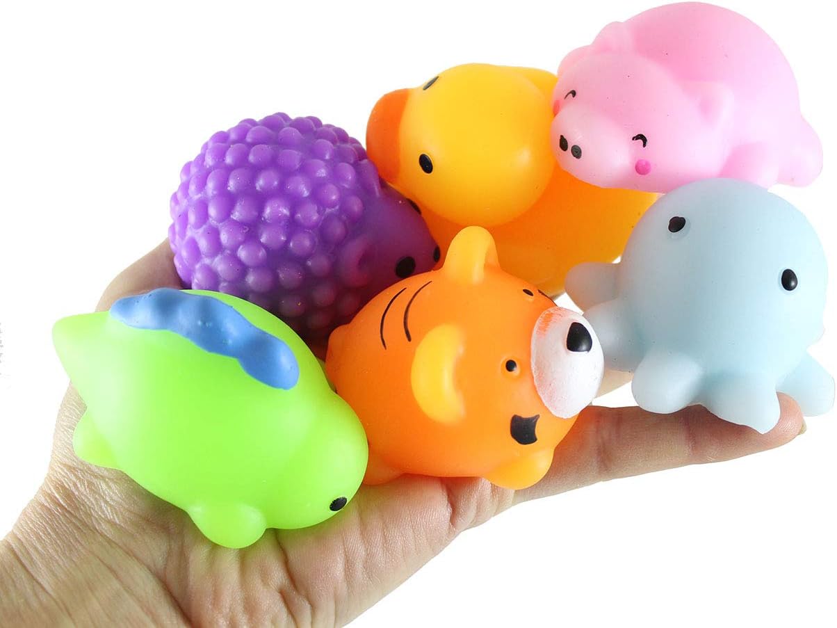 Set of 6 Jumbo Mochi Squishy Animals - Cute Kawaii - Sensory, Stress, Fidget Party Favor Toy (Random Animals)