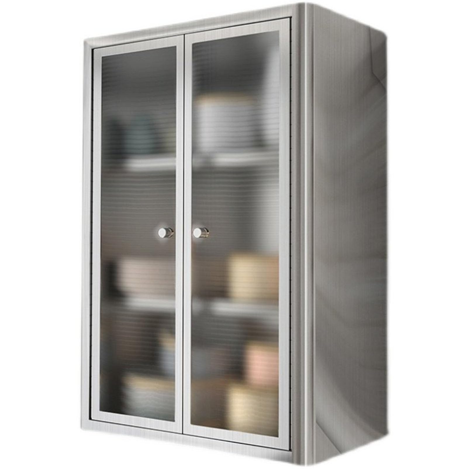 Armoire Murale en Acier Inoxydable, Organisateur Peu encombrant pour Placard de Cuisine avec étagères réglables, Armoire à Pharmacie de Salle de Bain avec Portes vitrées