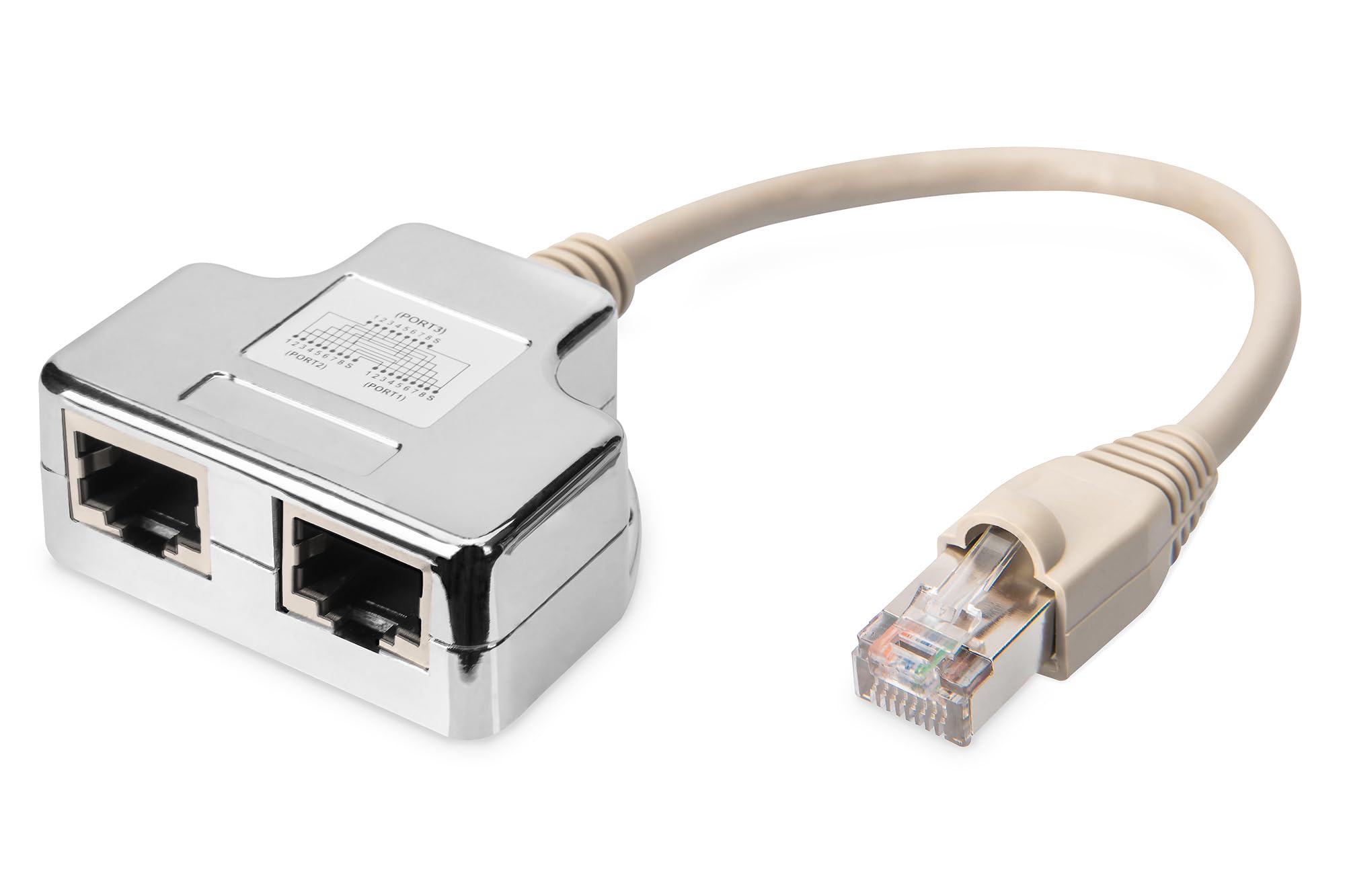 DIGITUS T-Adapter RJ45 CAT5e 19cm 1xRJ45 plug to 2xRJ45 socket