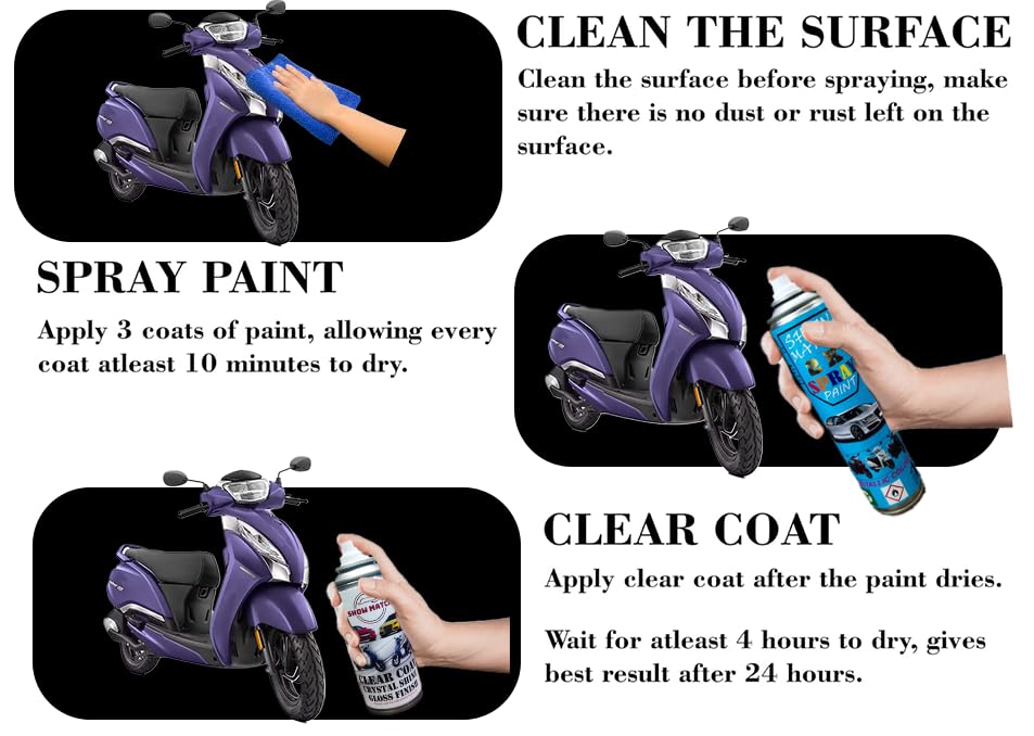 Image of Show Match 2k Scooter Spray Paint + Clear Coat compatible with (TVS Jupiter 125) (Indi Blue)
