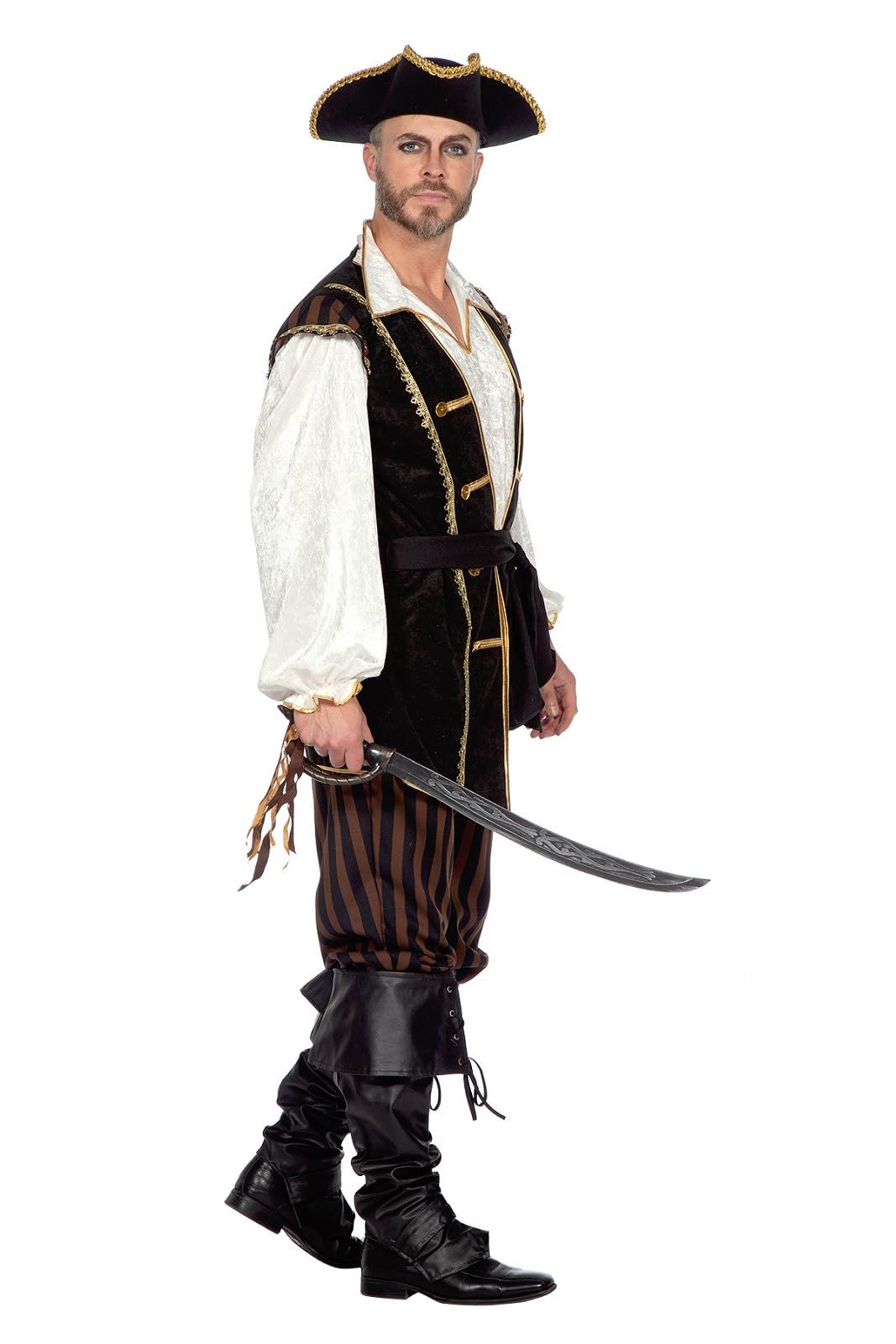 WILBERS & WILBERS - Costume da pirata da uomo | Costume da pirata a 3 pezzi con pantaloni, maglietta e cintura, per Carnevale e feste a tema