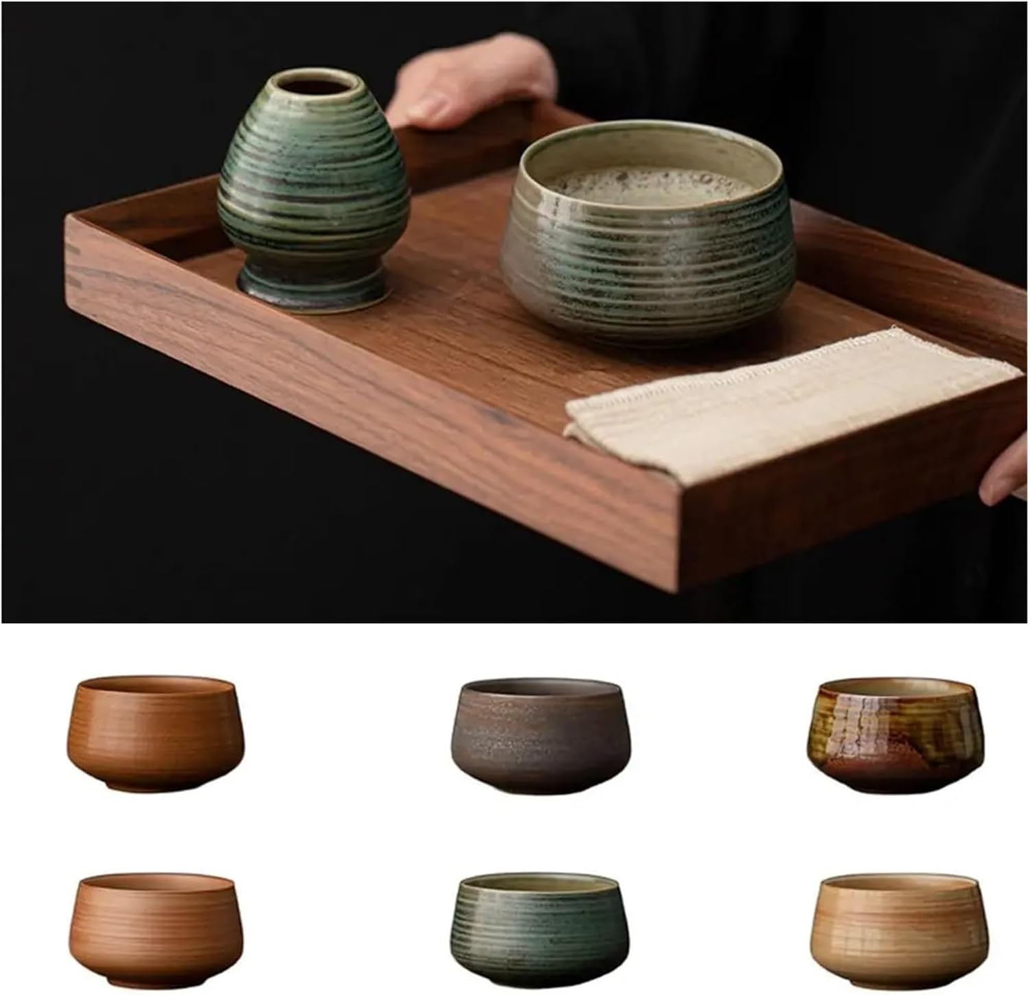 Ceramic Matcha Bowl Large Capacity Smooth Tea Brush Stand Temperature Resistant Ceremony Tool For Set Accessories(E)