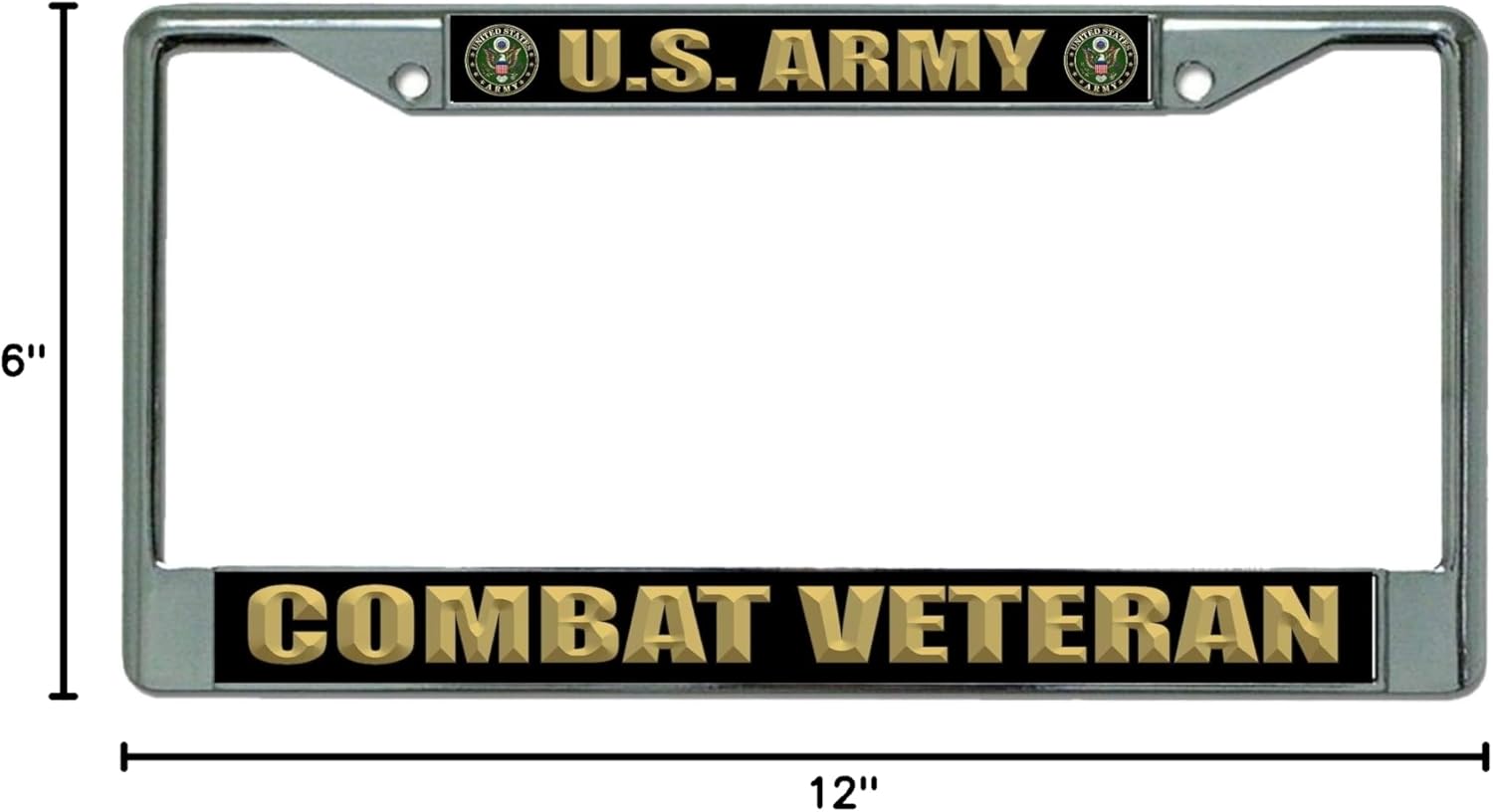 U.S. Army Combat Veteran Chrome License Plate Frame