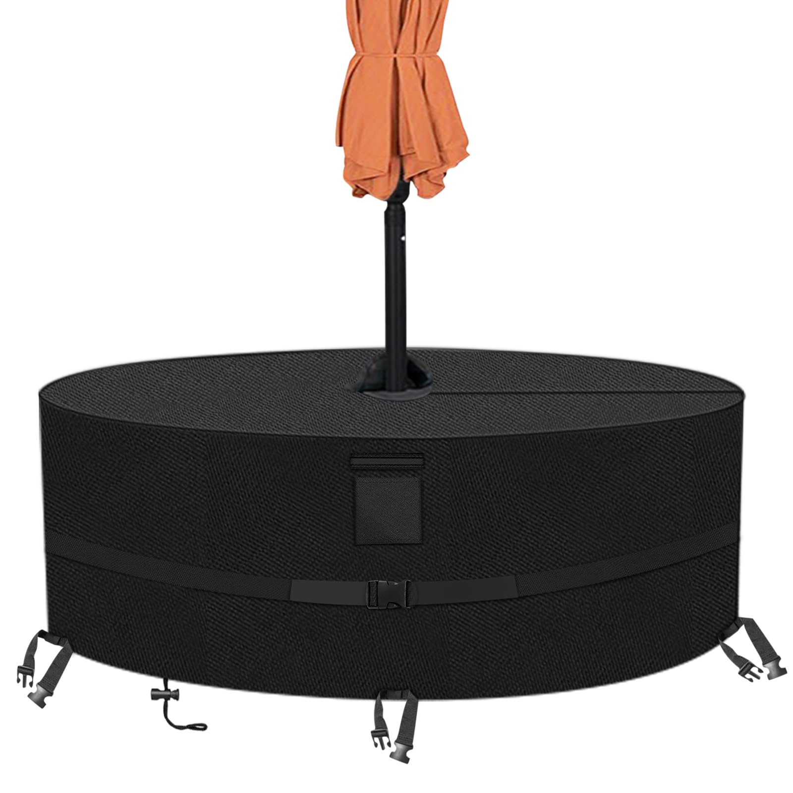 Kovshuiwe Round Patio Table Cover with Umbrella Hole - 94" Dia x 23.6" H Heavy Duty Waterproof 600D Oxford Fabric Outdoor Lawn Patio Furniture Covers (Cover Size，NOT Table Size)