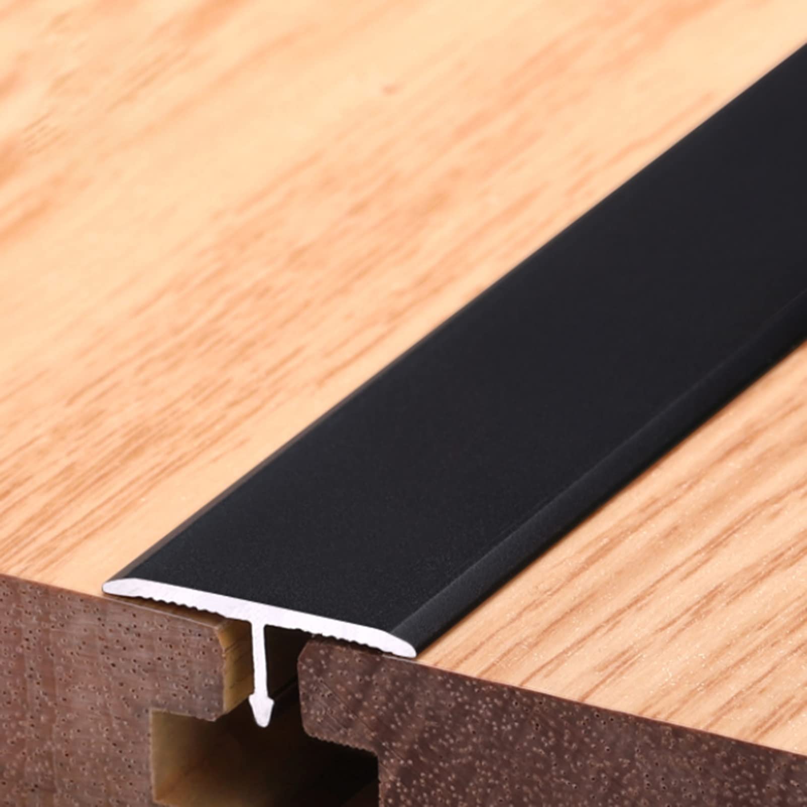 Remys Black Stairs Office,Metal Floor Seams Transition Strips, Durable Laminate Floor Transition Strip, Wood To Hardwood Floor Edging Trim Strip(,145Cm/57In)