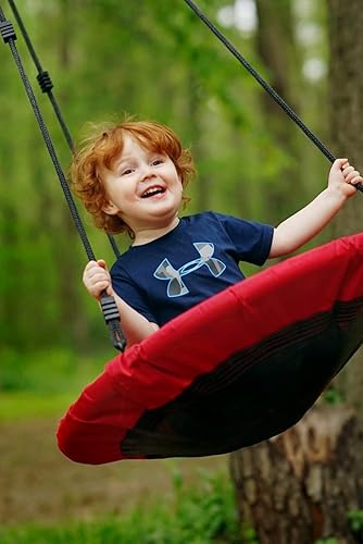 Miniatura 7 de Jack and June Columpio redondo rojo de 30 pulgadas de diámetro que soporta hasta 300 libras de swing