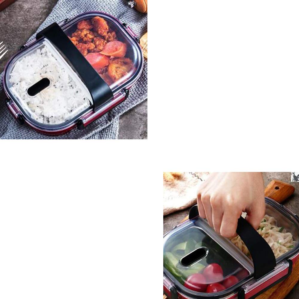 REYG Fiambrera Dividida de Acero Inoxidable, Adecuado para La Escuela, Picnic y Camping, 21 * 14,8 * 7 Cm,White