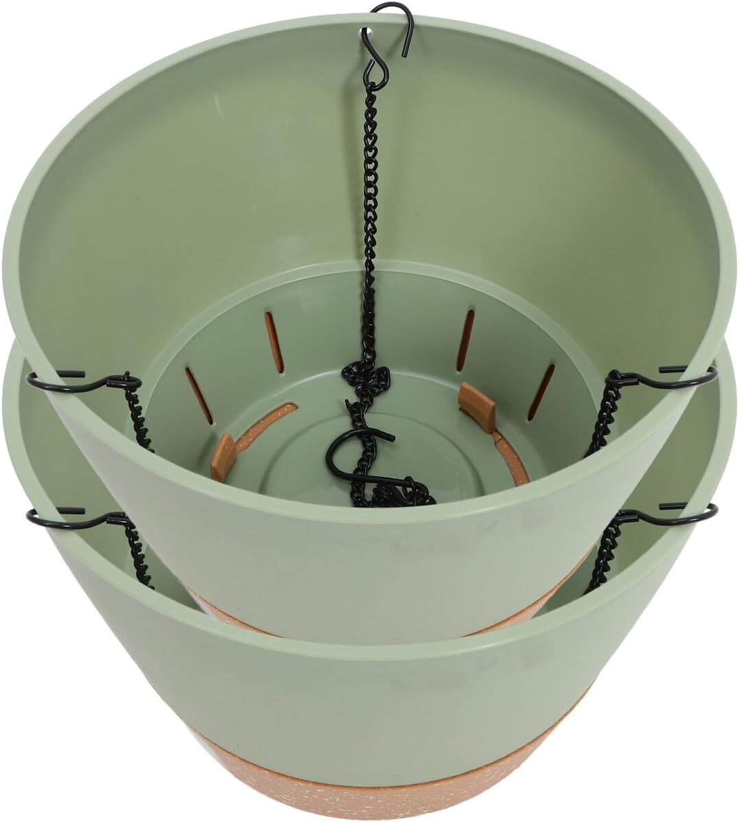 2pcs Indoor Hanging Plant Containers with Drainage Holes 10-inch Green Hanging Planters for Balcony and Garden Decoration Plant Holders