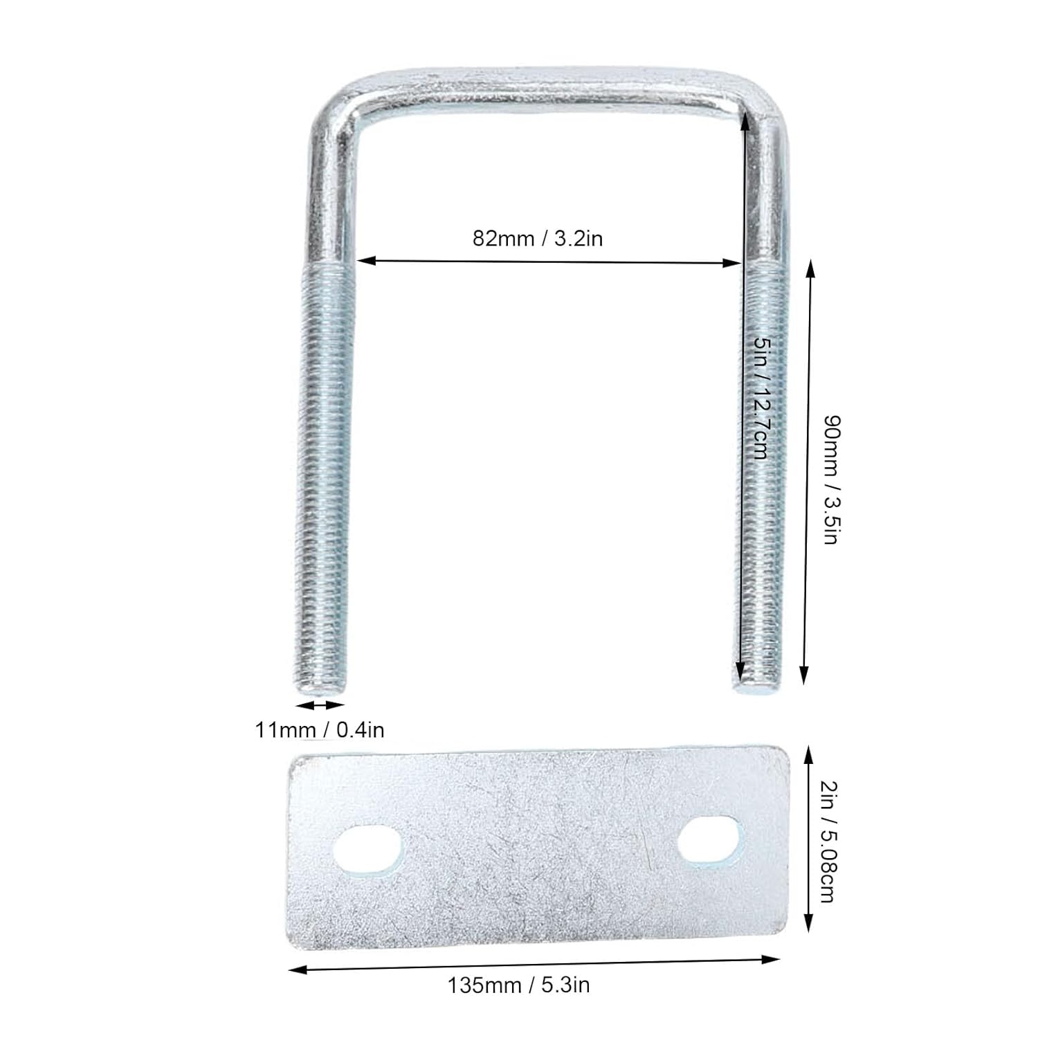 Eujgoov 4pcs Square U Bolts Galvanized Steel U Kit with Nuts Washers Secure Mounting for Boat Trailer Winch Post Truck Axle