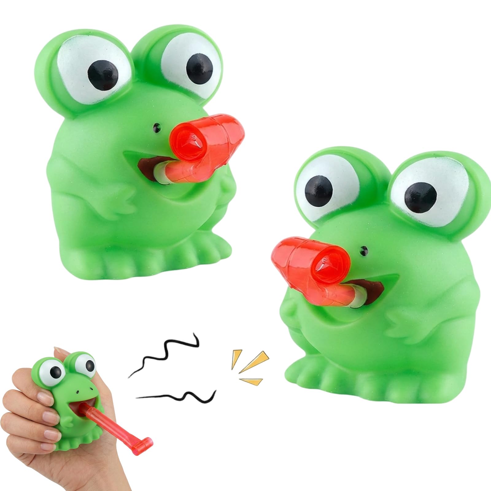2 Pcs Frog Toy, Stress Relief Sensory Toys for Adults and, Portable Desk Toy with Fun Frog Design, Compact 7x5.5 cm Size for Office and Commute Use, Plastic Pop-Up Engaging Frog Toys
