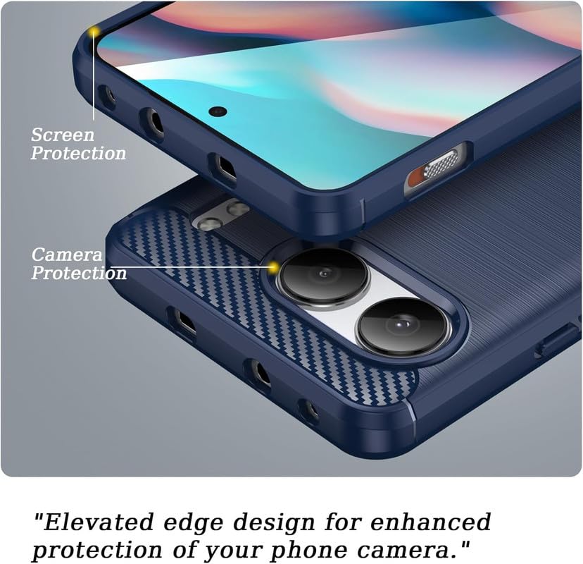 Image of NPRC Hybrid Ultra Slim Protective Case TPU Non-Slip Carbon Fiber Texture Shockproof Case Cover for Oneplus nord 4 - Blue