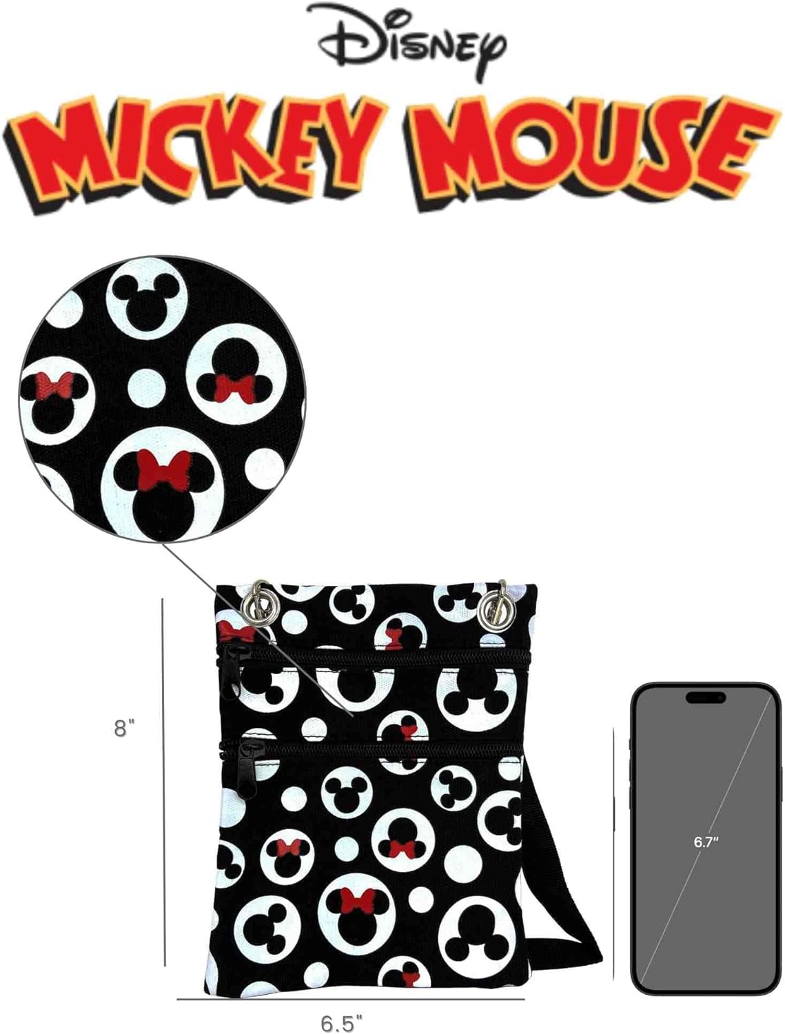 Disney Passport Bag Crossbody Travel Mickey Minnie Eeyore Stitch Cheshire All Over Print - Image 4